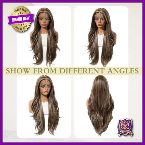 13x6 Lace Front Wig Synthetic Hair Pre Plucked Wavy 30 Inch Glueless main image 4